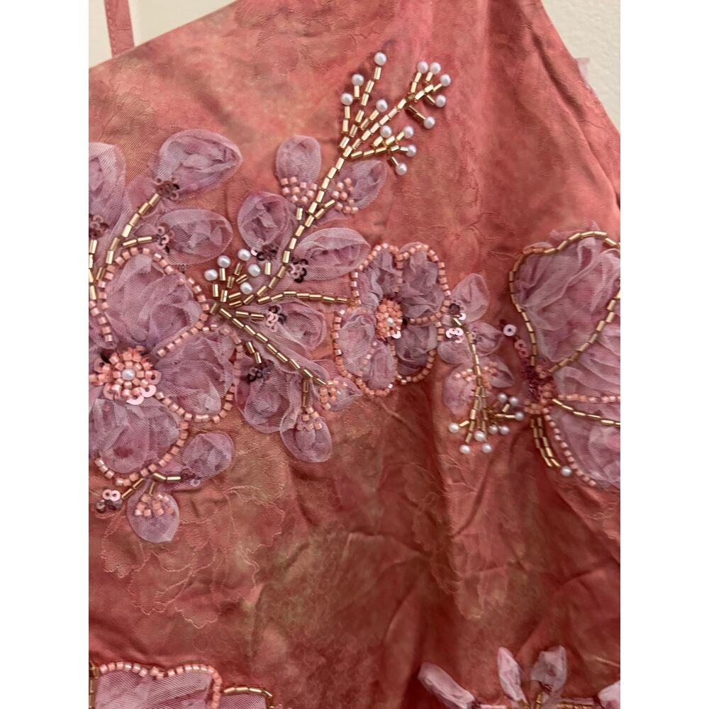New $397 O.P.T Kayda Dress beaded floral Calida sz 4 - Picture 6 of 8